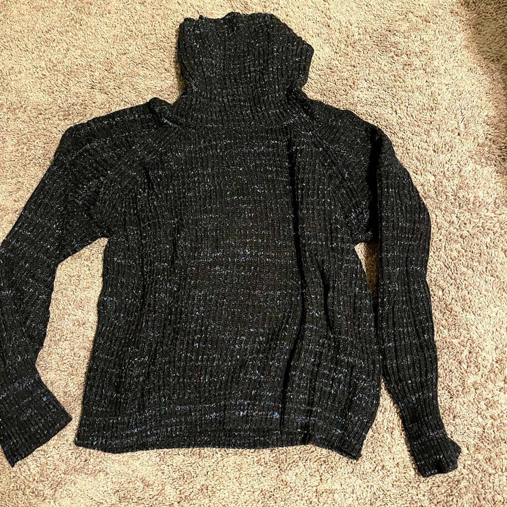 Free People L Blue Cowl Neck Oversized Sweater